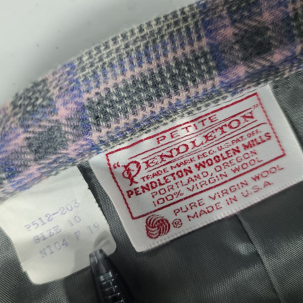 Pendleton Blue Gray Wool Plaid Lined Vintage Usa … - image 5